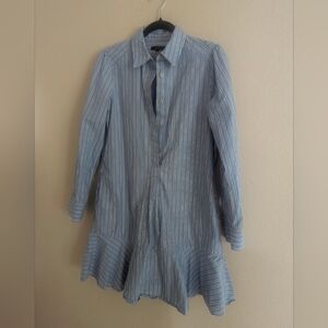 Quince Light Blue & White Striped Button-Up Shirt